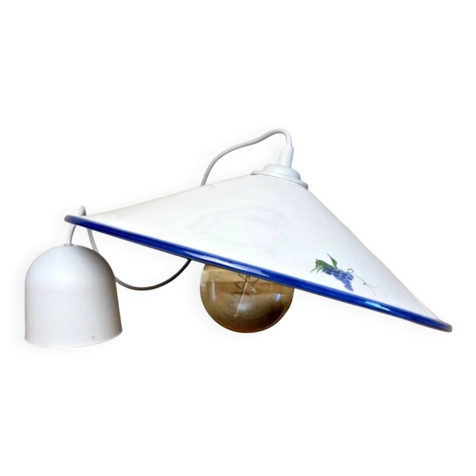 Vintage white ceramic chandelier lampshade decorated with grape patterns