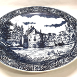 Large decorative plate decorations blue landscape diameter 40 cm