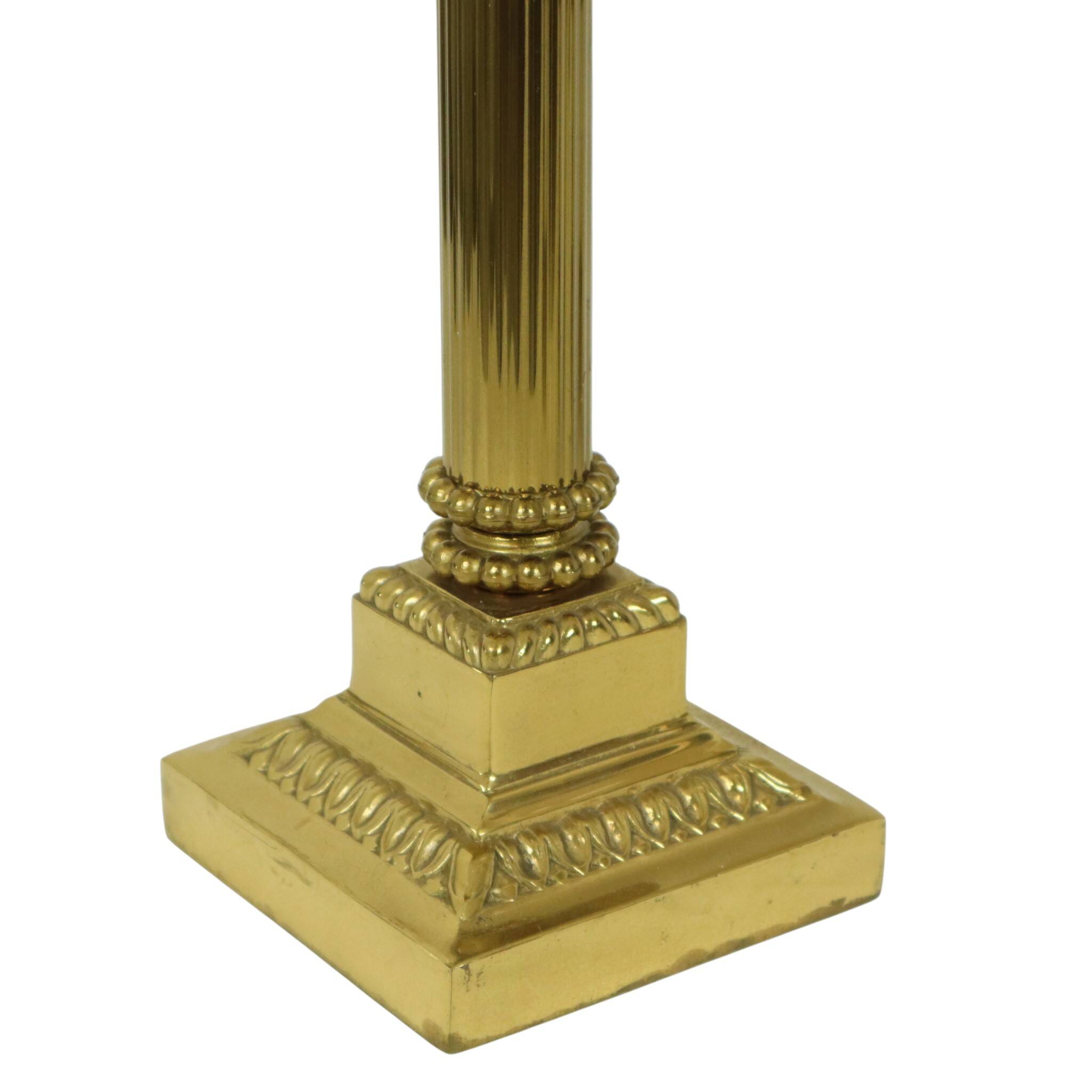 Pair of Hollywood Regency Lamps Brass Pillar Column 75cm