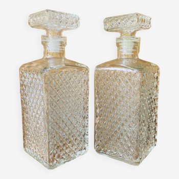 Duo de carafe à whisky vintage  en verre Made in Italy