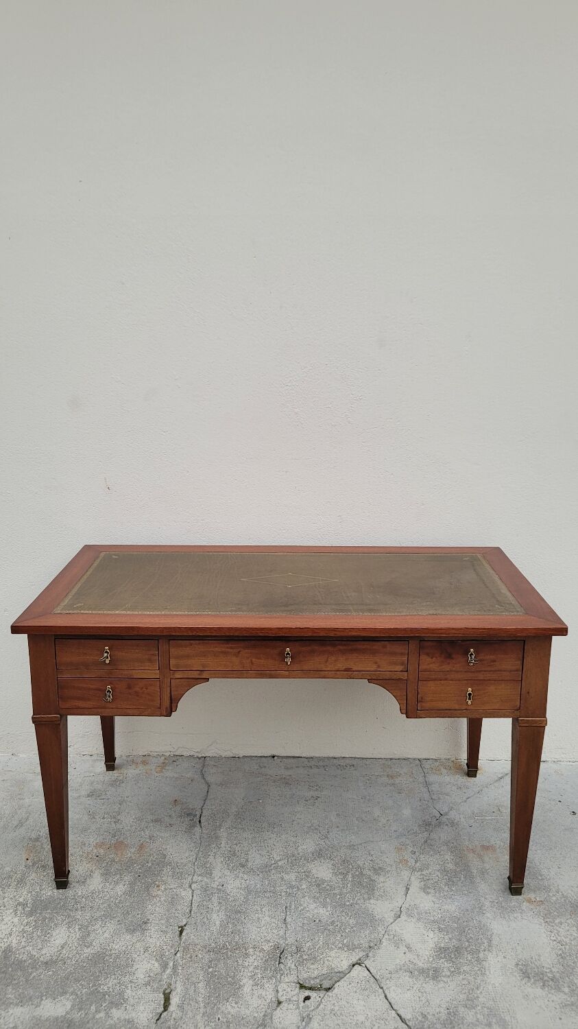 Louis XVI style flat desk in 19th century mahogany