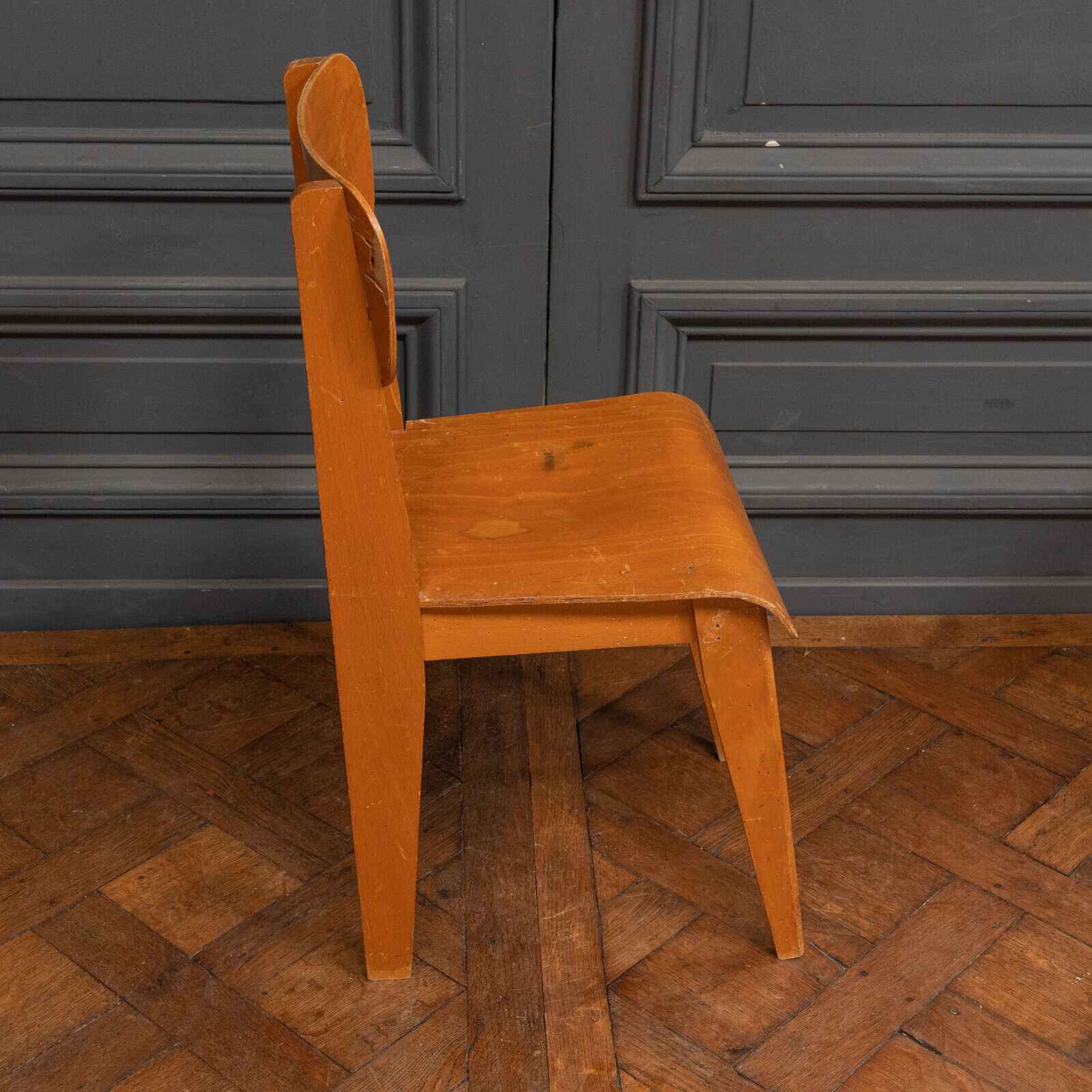 Chaise en bois cintré 1960 bureau travail français