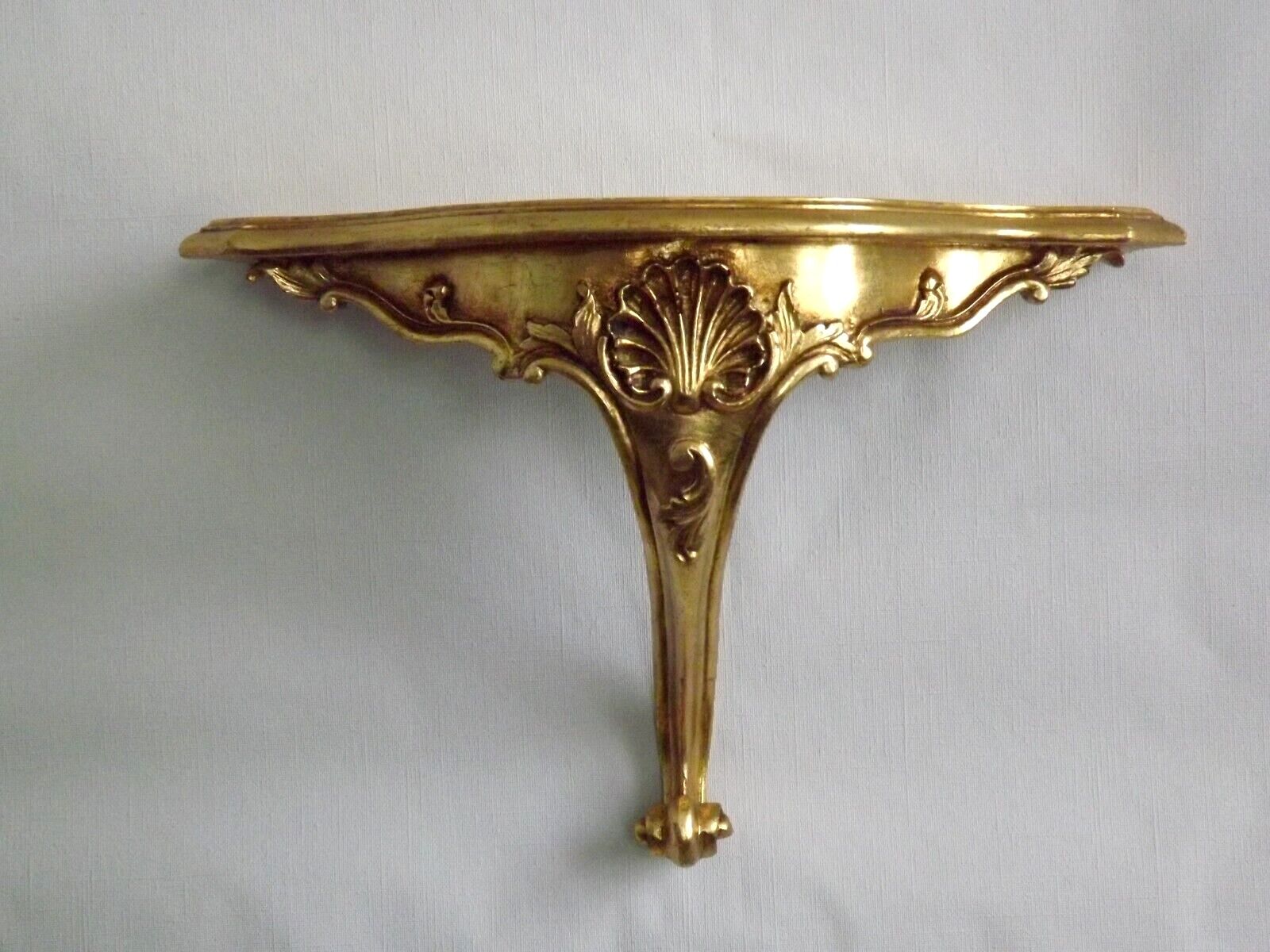 French vintage regency style gold resin half round console wall table 4022