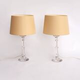 Mouth-blown designer lamp set with cream lampshades by Ingo Maurer, 1960