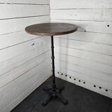 High table with cast iron legs and solid oak top