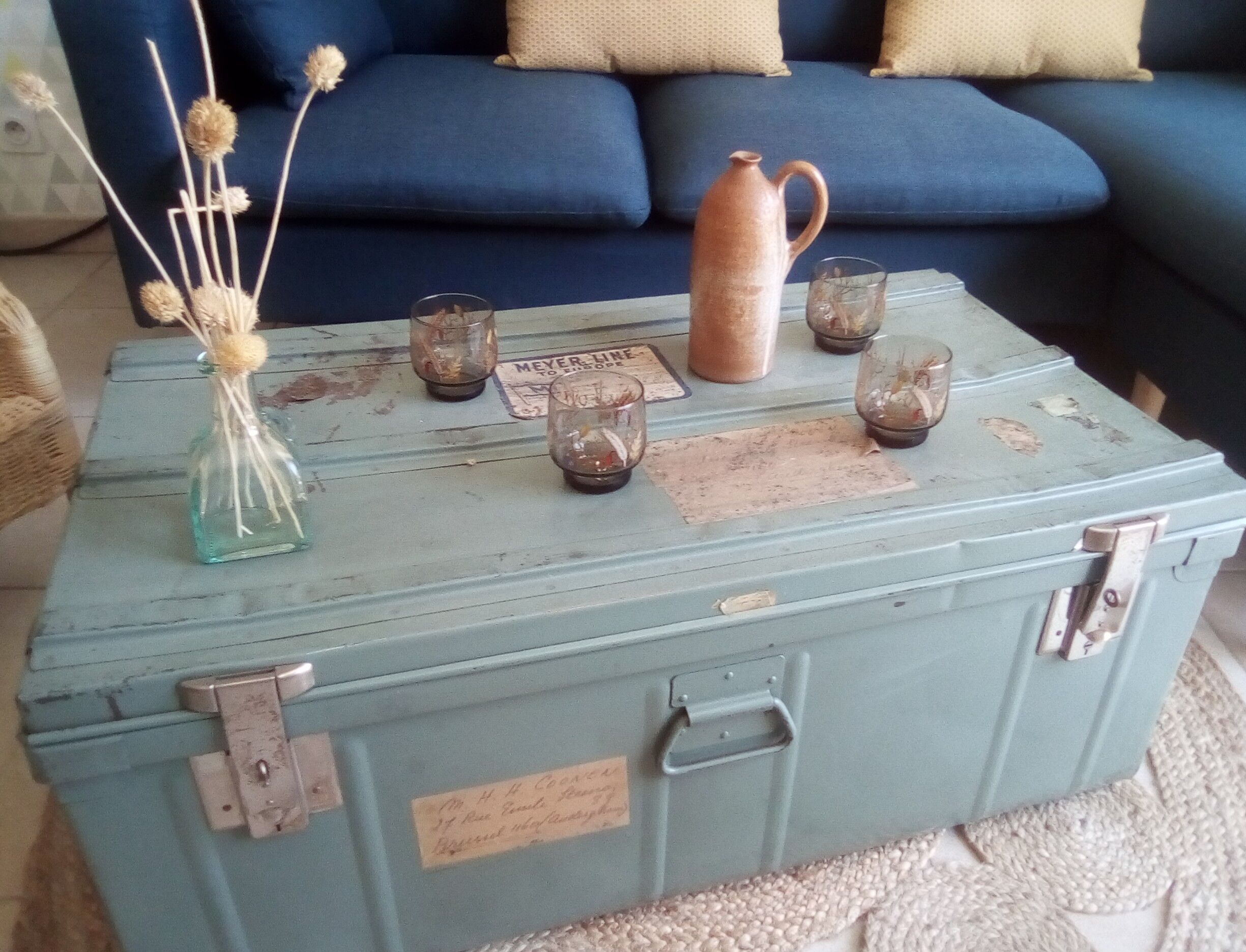 Vintage metal trunk of the 60s