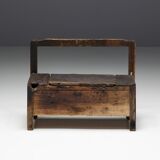 Banc Coffre Primitif Wabi Sabi, France, 19ème Siècle