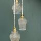Vintage triple tulip pendant light in molded glass