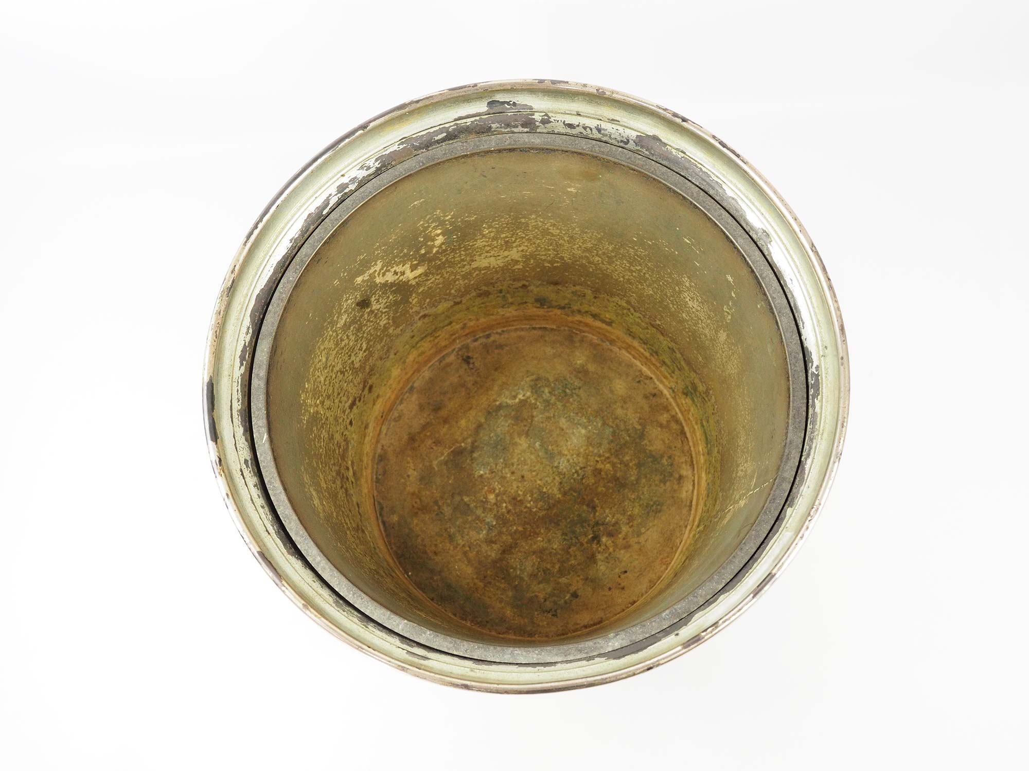 Champagne bucket in brass regrowth silver with lion handles, 1900s