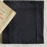 Antique black cotton pillowcase