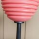 Lot de 2 lampes de table en verre rose - Lampes de chevet vintage avec abat-jour en verre cannelé - Design Space Age Italie - Années 1980