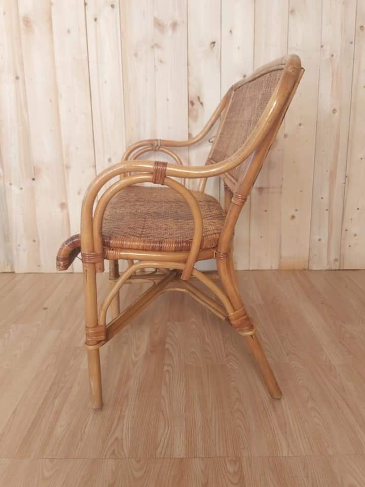 Rattan lounge set and vintage sofa