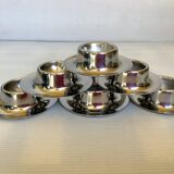 Six metal egg cups