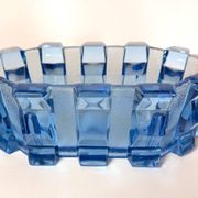 Art Deco Blue Glass Bowl / Centerpiece by Rudolf Schrötter -Inwald, Poland