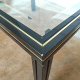 Coffee table beveled glass and black and gold metal