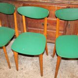Set of three green vintage chairs