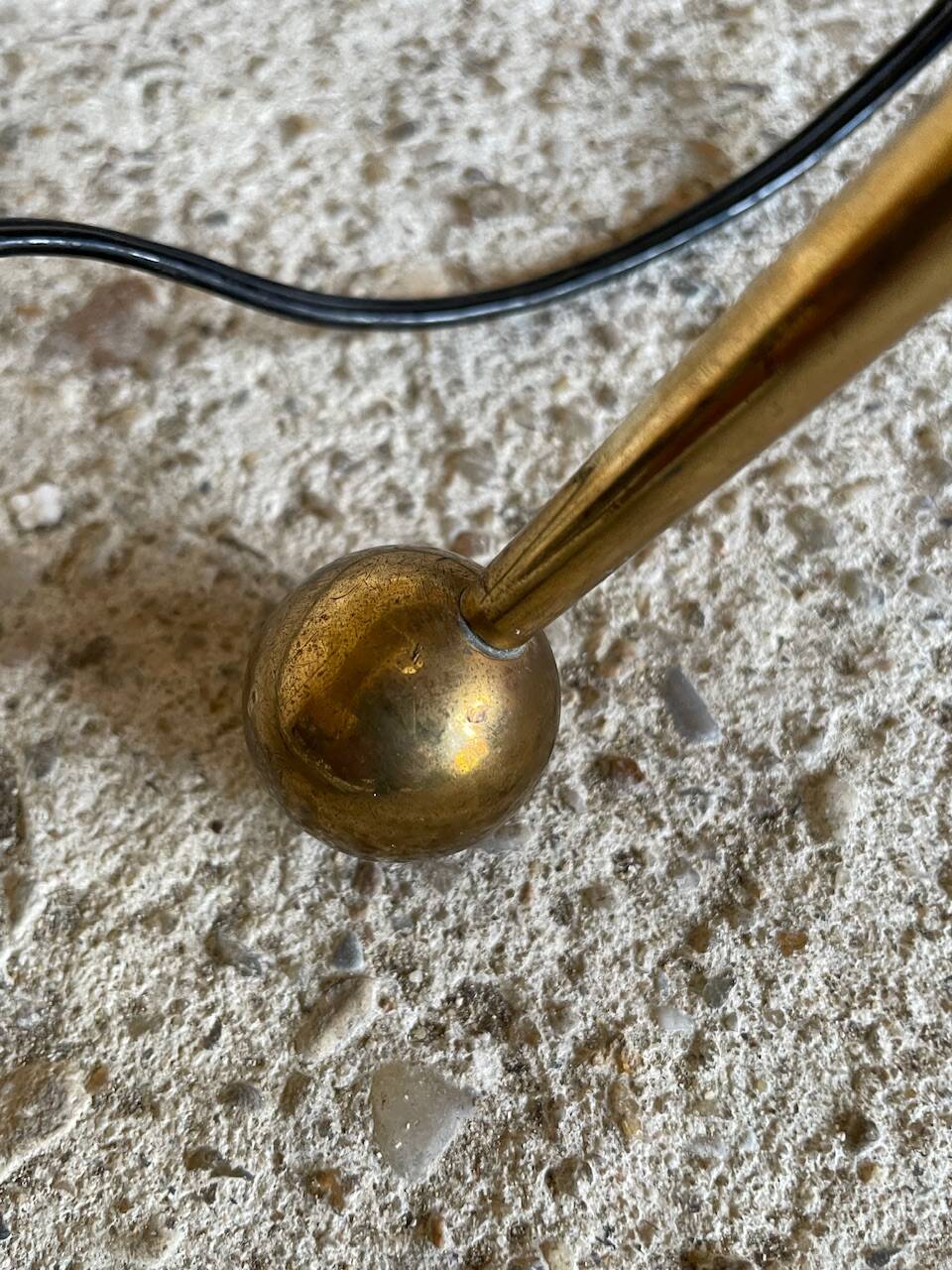 Vintage floor lamp, brass decorations, tripod legs circa 1960's