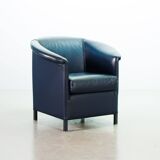 Wittmann Petrol Soft Leather Club Chair Model Aura  Designed by Paolo Piva