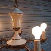 Rare chandelier with 5 lights in bronze and lacquered brass - Circa 1940 - in working condition.