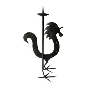 Bougeoir coq en fer forgé,
