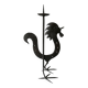 Rooster candle holder in wrought iron, brutalist