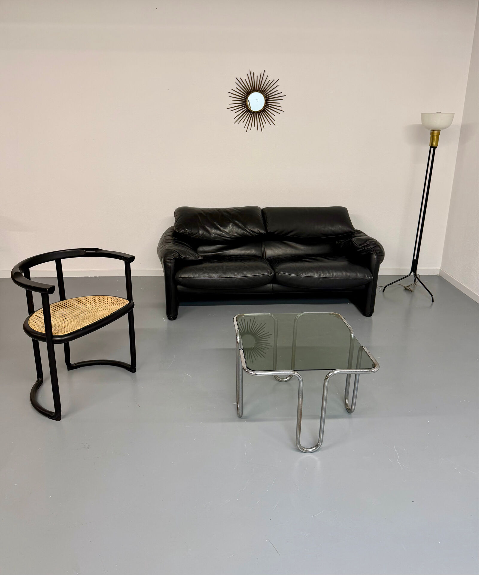 Canapé maralunga design design Vico MAGISTRETTI Cassina en cuir noir
