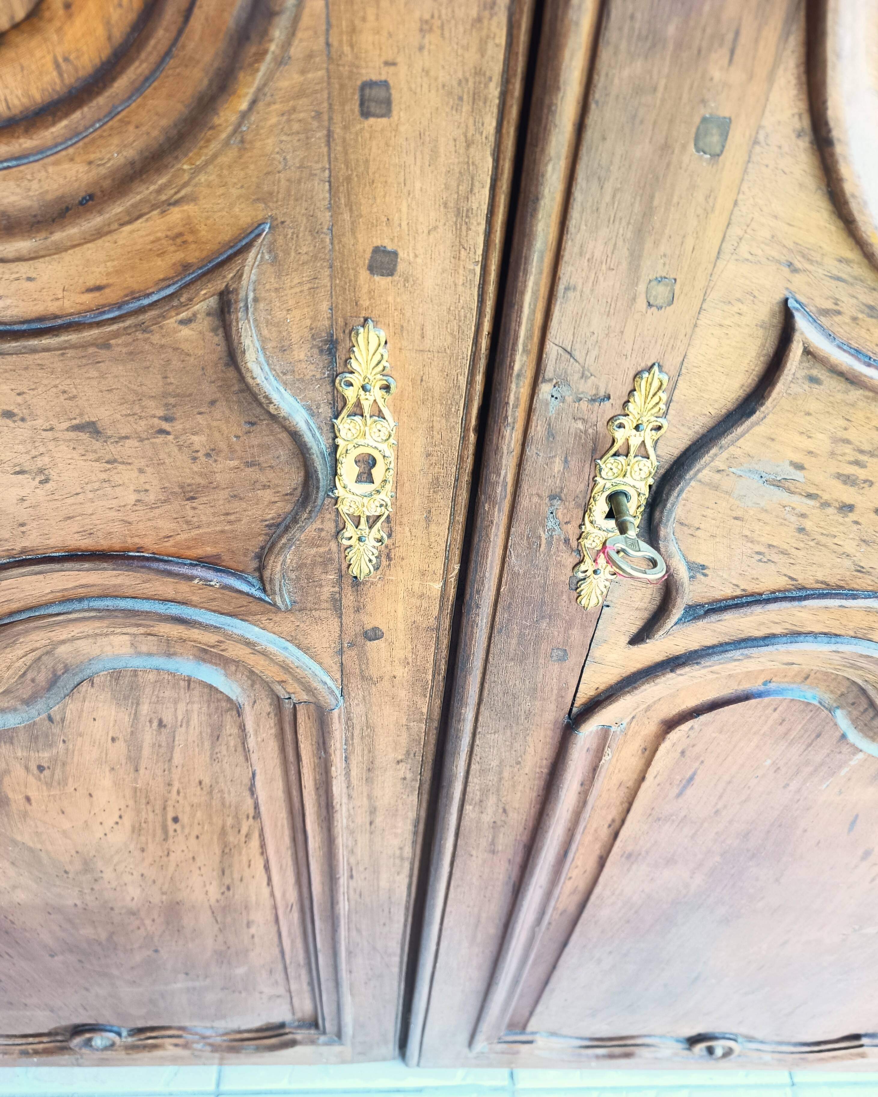 Louis XV walnut wardrobe doors