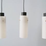 Three-arm pendant lamp made of opaline glass and metal, cascade lamp, minimalist lighting