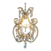 Small golden cage chandelier with pendants from the 50s-60s.