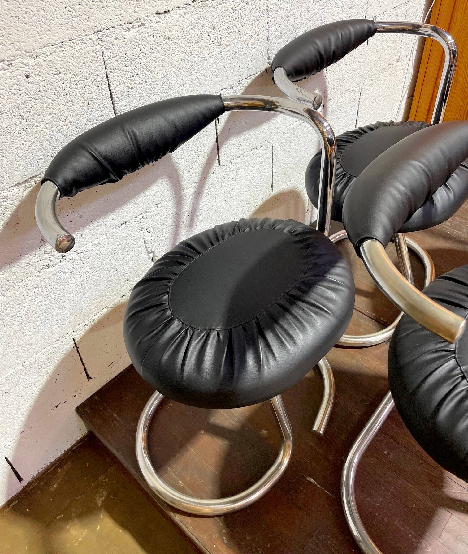 Cobra chairs by Giotto Stoppino, vintage 1970s.