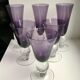 Ensemble de 3 verres à vin et flûtes à champagne en verre bullé de biot violets années 70