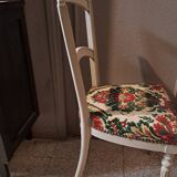 Empire style chair redone in velvet fabric, old floral pattern, 1900