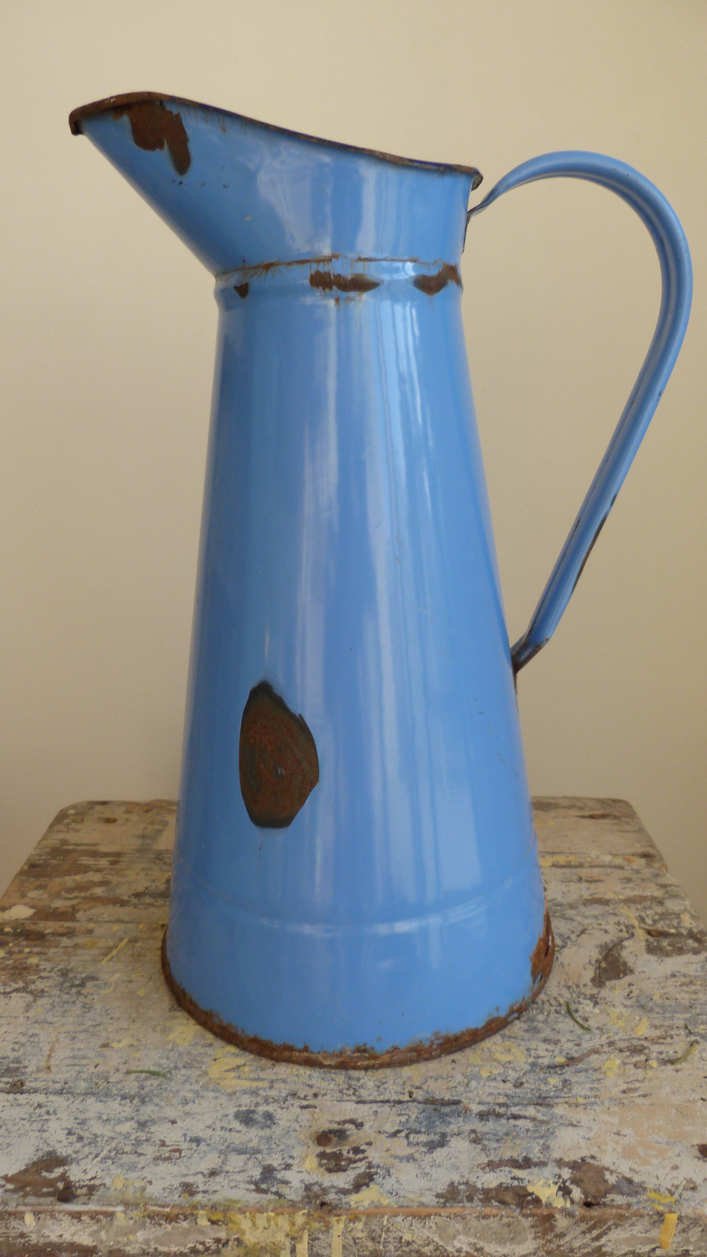 Old blue enamelled broc