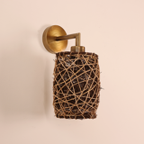Brass Plated Rattan Sconce