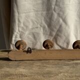 Large vintage wooden coat rack with 6 bamboo effect hooks L79