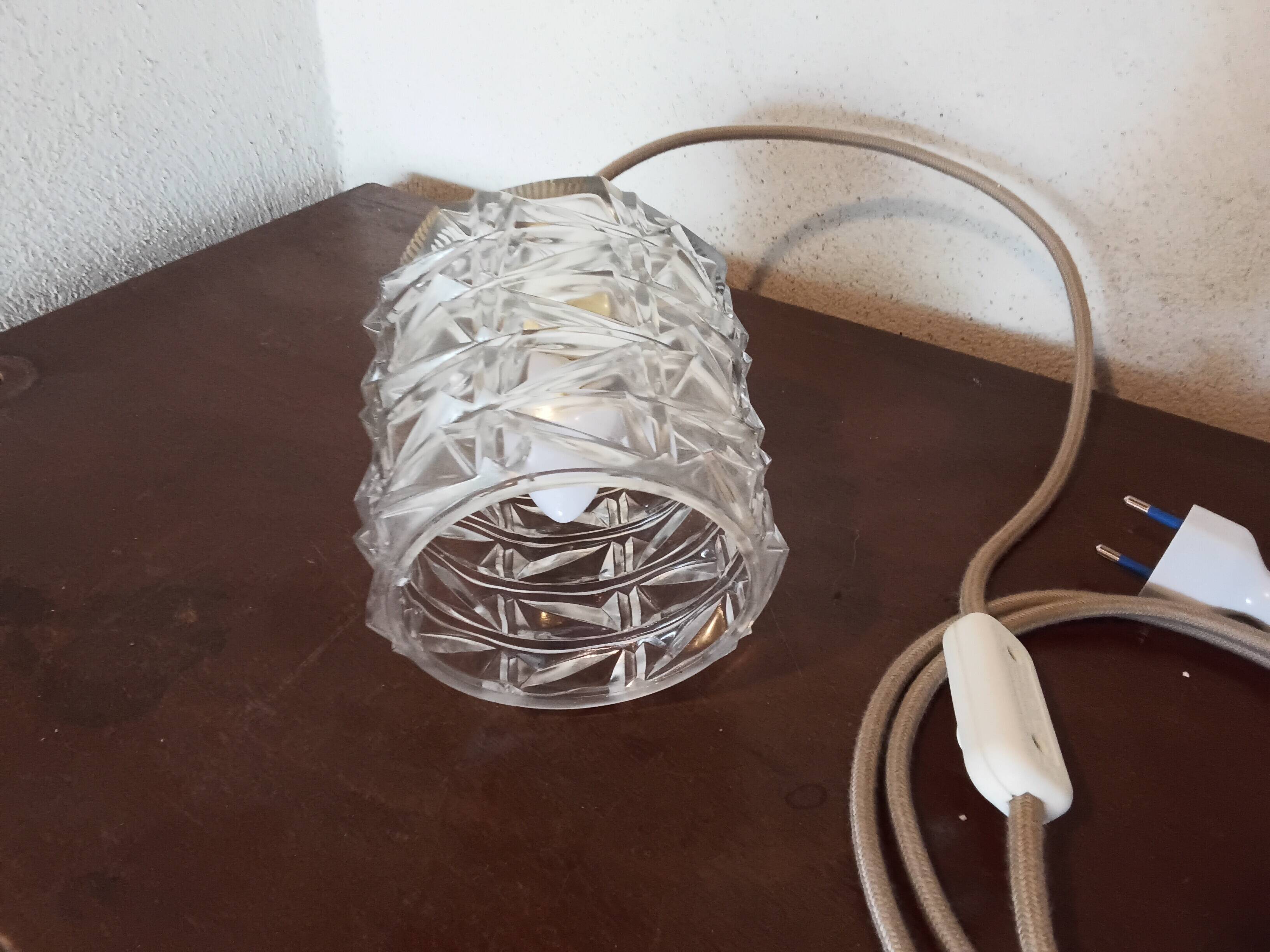 Vintage molded glass portable lamp