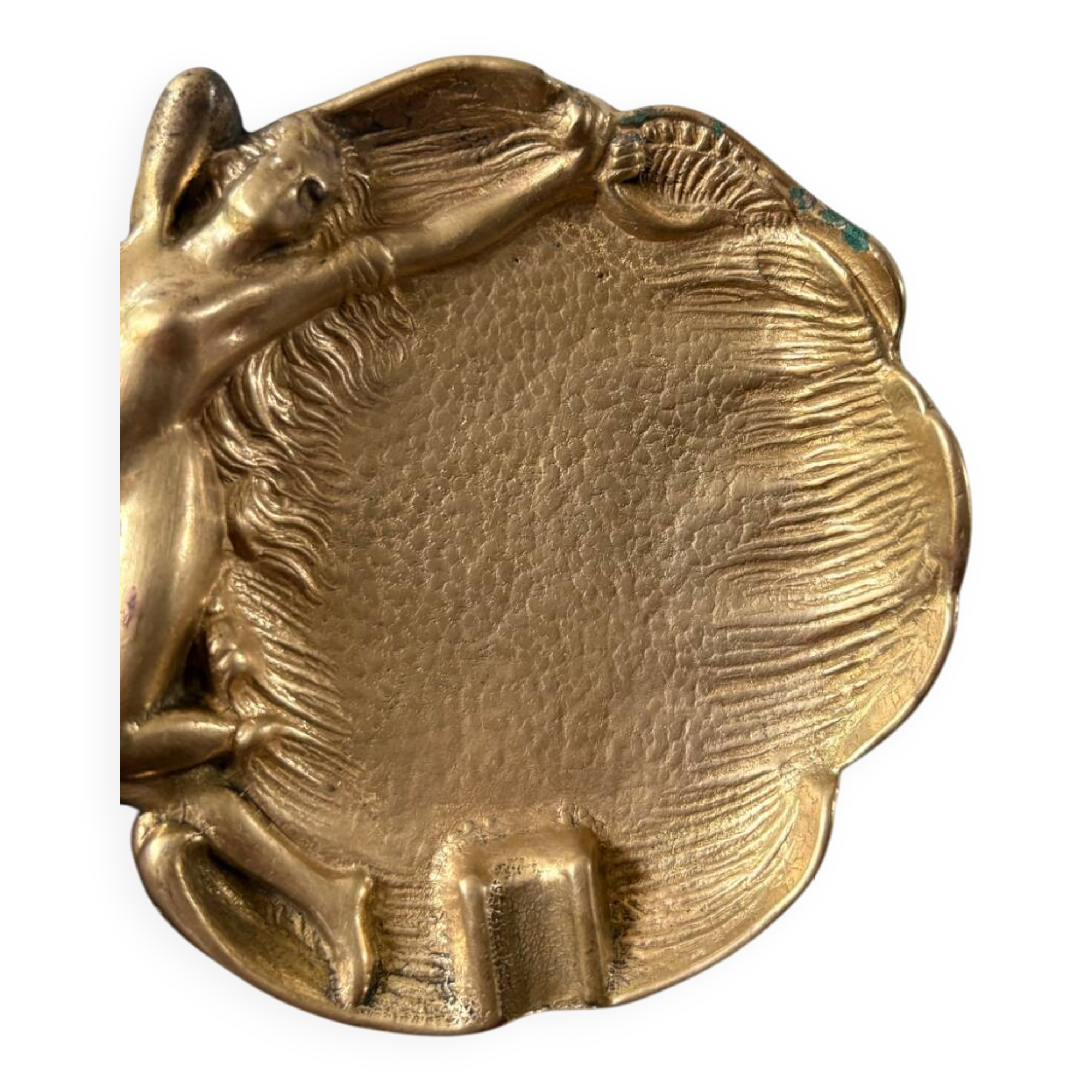 Art Nouveau bronze ashtray with a naked woman