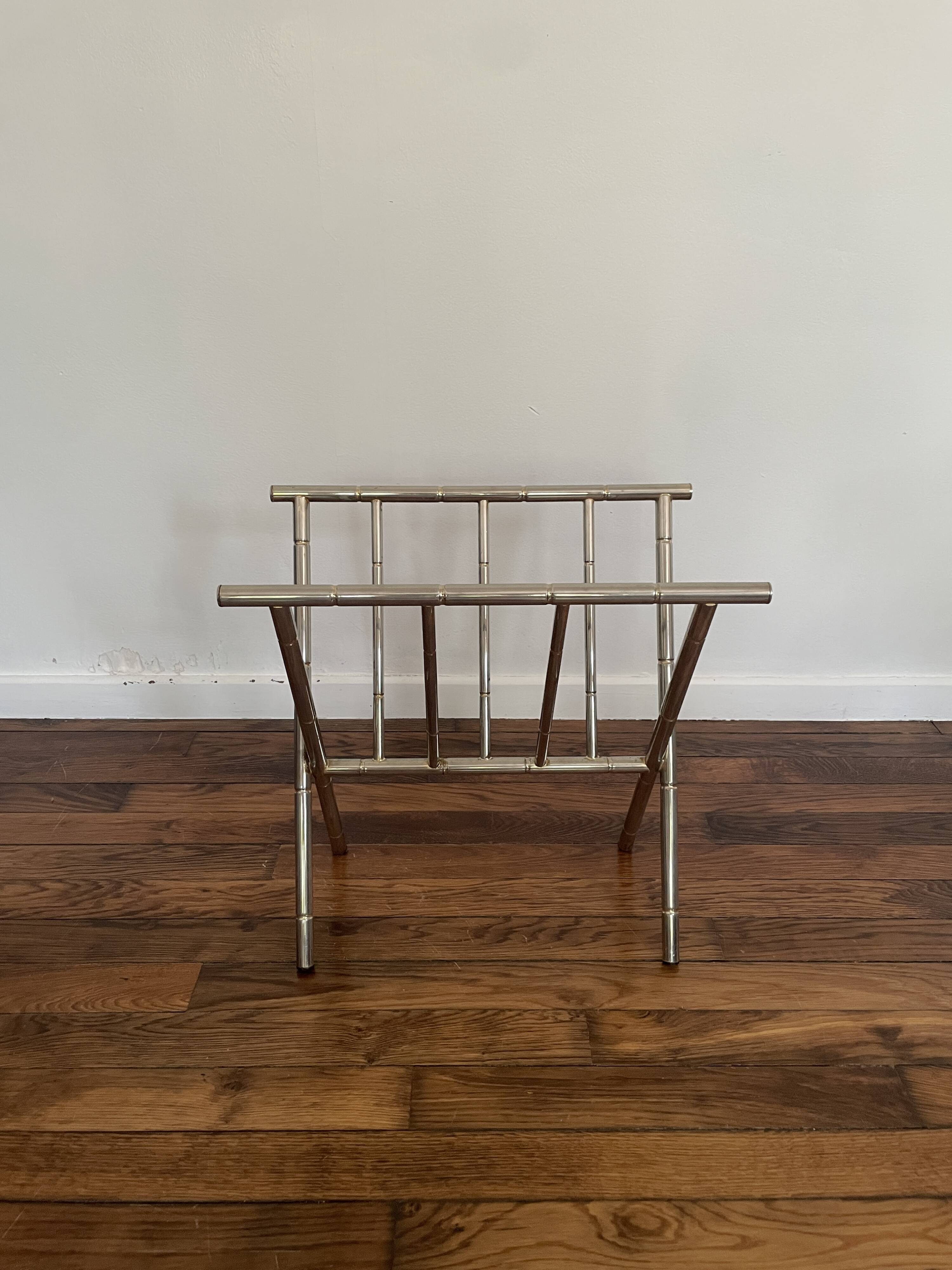 Magazine Rack in the Style of Maison Jansen / Baguès 70s