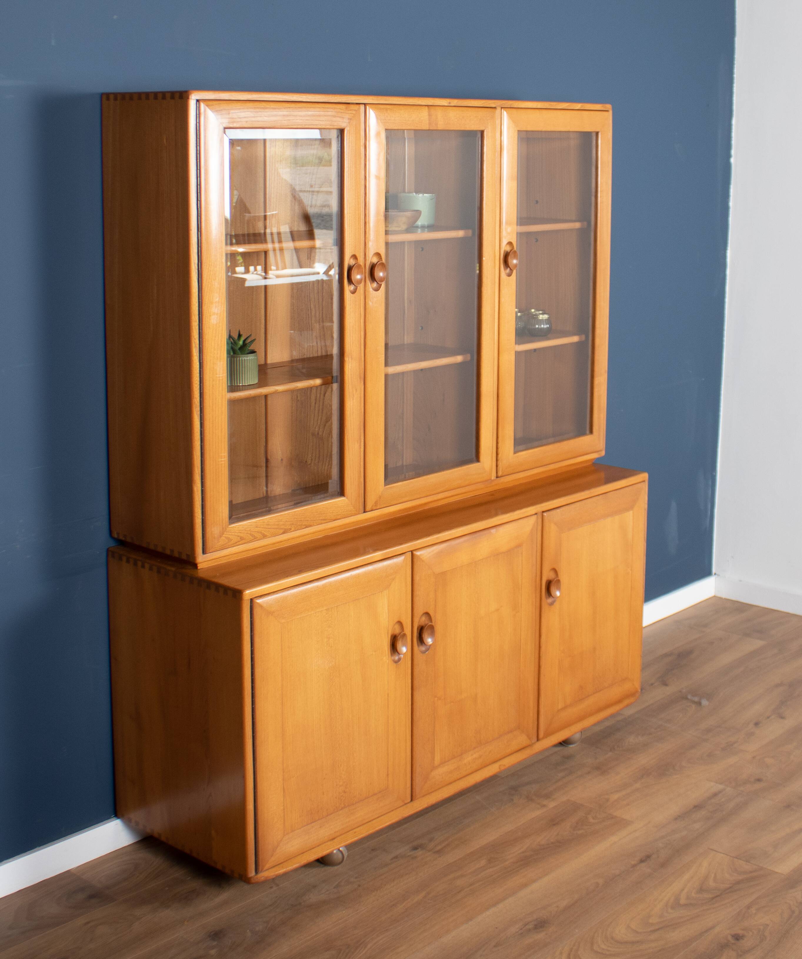 Vintage ercol elm windsor glazed display dresser sideboard model 803, 806