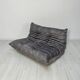 Canapé 2 places Togo Original Vintage en Velours Gris par Michel Ducaroy - Ligne Roset