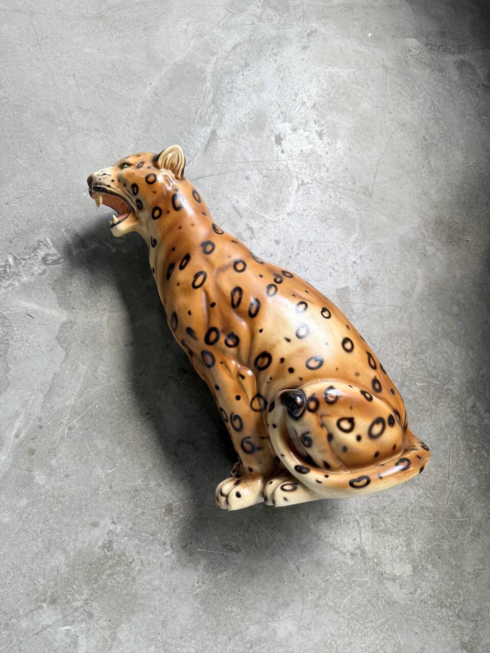 XL Italian ceramic leopard sculpture statue 1970