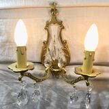 Pair of Wall Lamp Bronze And Crystal 2 Lights
