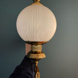 Pair of brass and opaline sconces