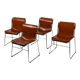 Ensemble de 4 chaises vintage italiennes en chrome et cuir des années 1970
