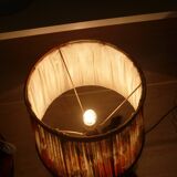 Brutalist lamp in vine stock and vintage rope or fabric lampshade