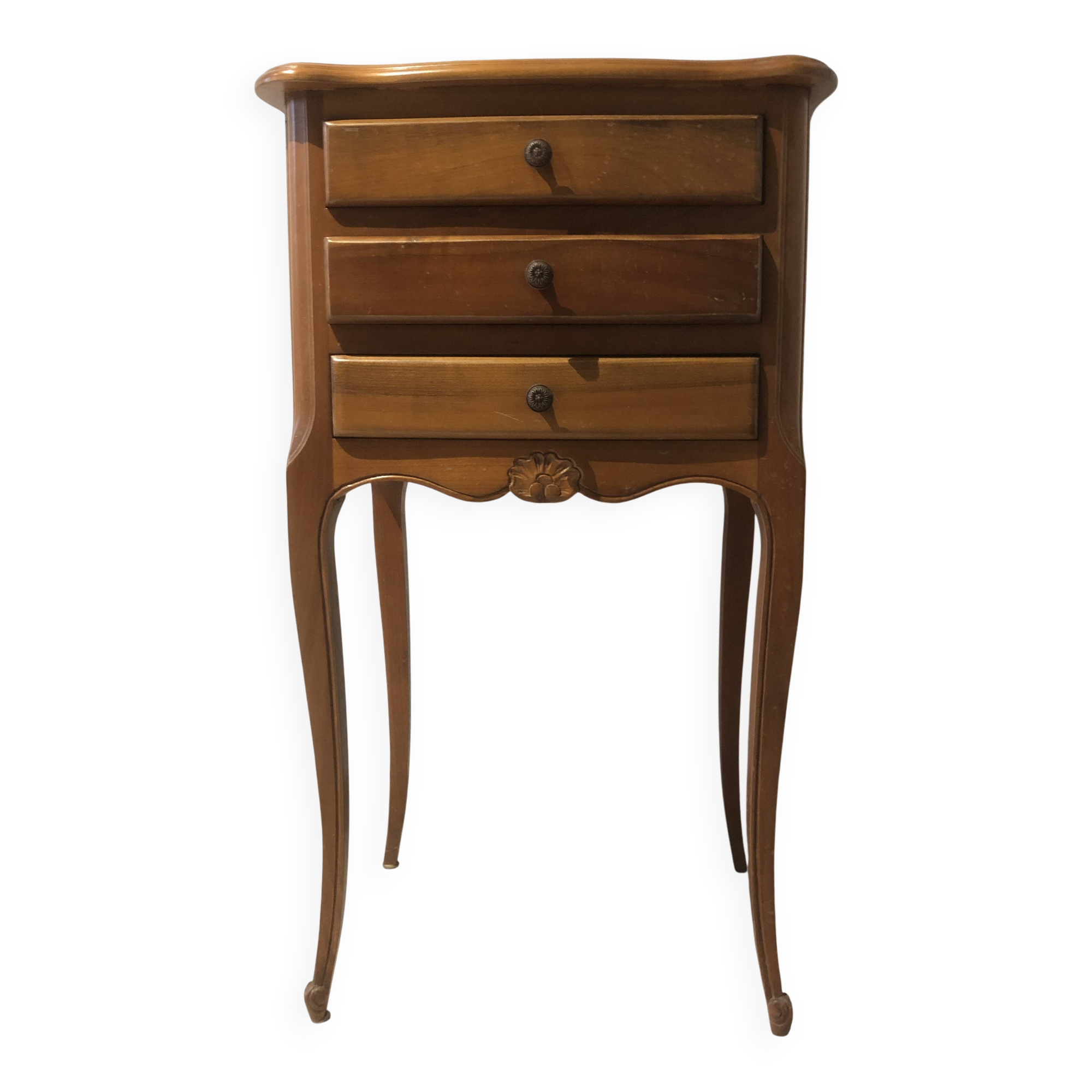 Louis XV style wooden bedside table with drawers