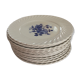 12 plates, white background and blue flowers. Lunéville. France. Years 50.
