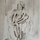 Tableau signé aquarelle portrait féminin « esquisse sortie du bain »