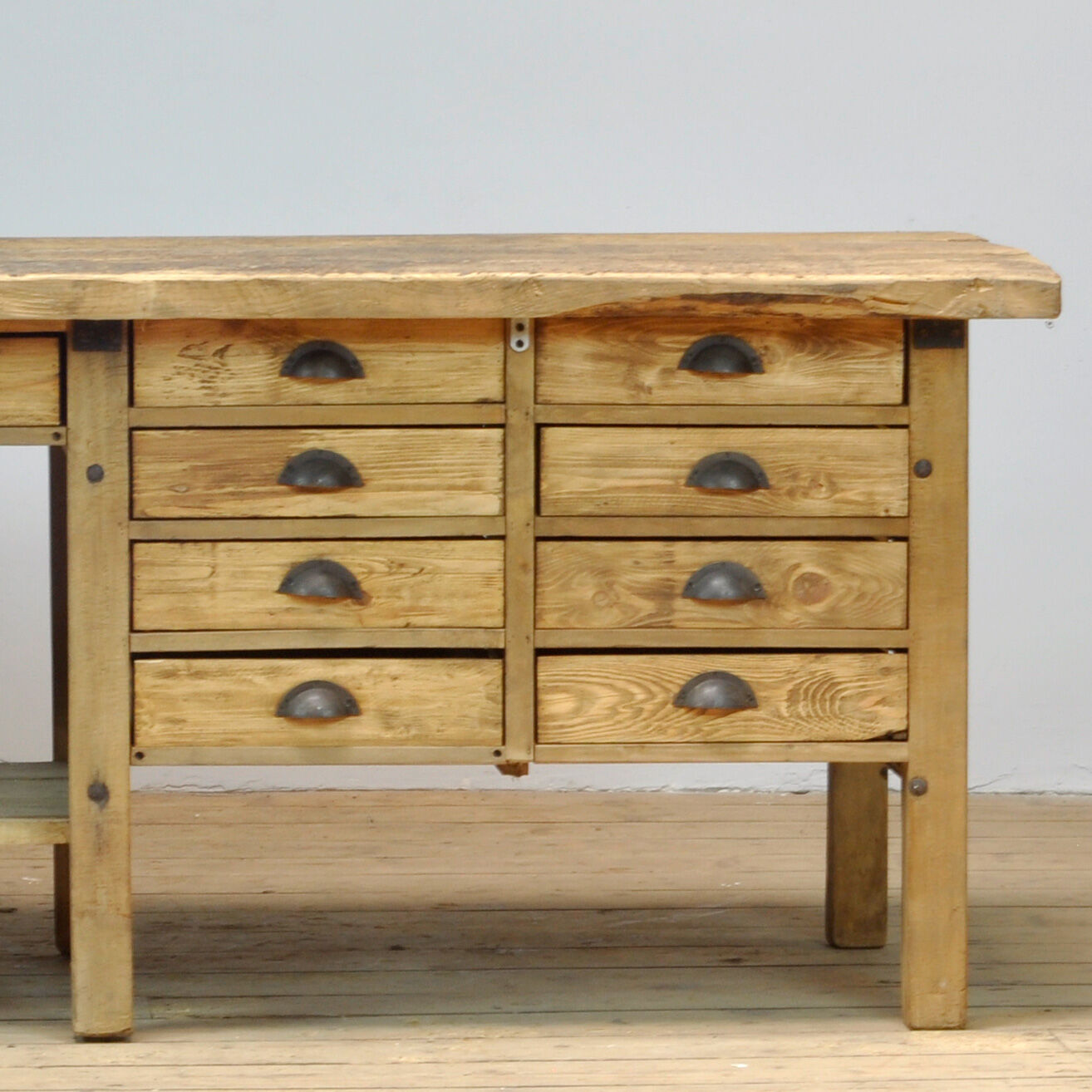 Industrial wooden worktable, 1980's