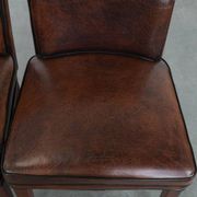 Comfortable set of 2 sheep leather dining chairs with character